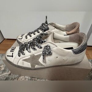 Golden Goose White and Gray Sneakers